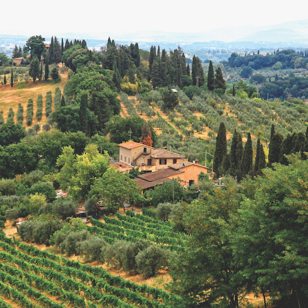 : A home in the farmland of Tuscany, Italy.