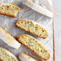 Freshly baked batch of lemon biscotti.